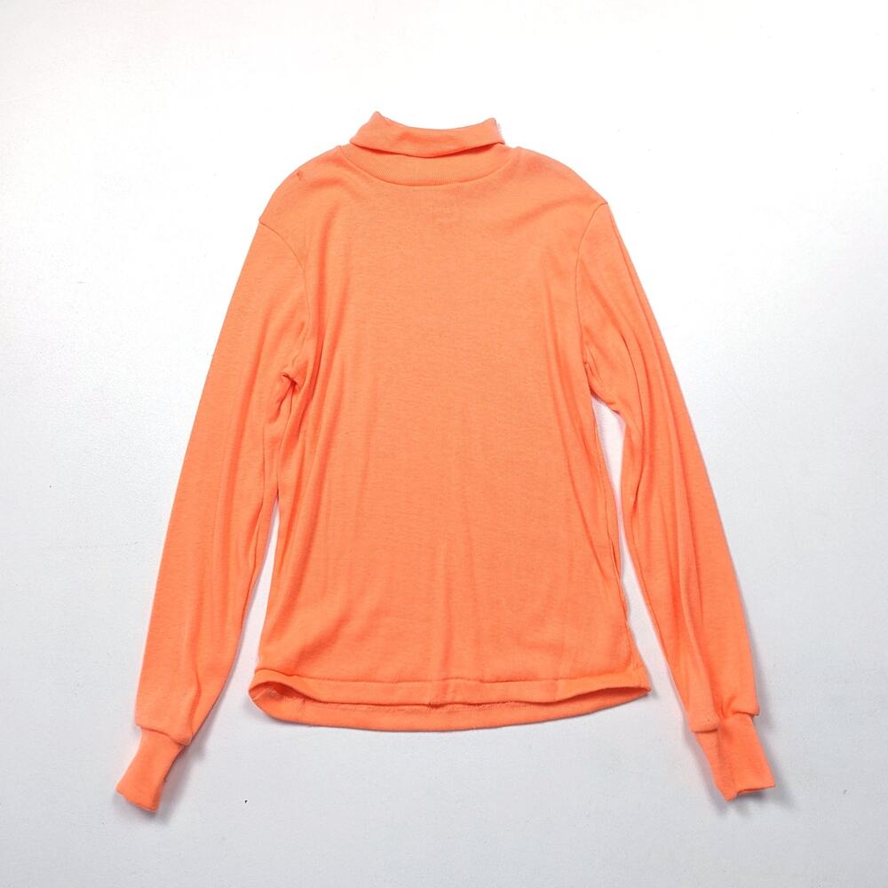 Vintage Dobie Turtleneck Unisex Size 7 Orange Long Sleeve Basic Layering